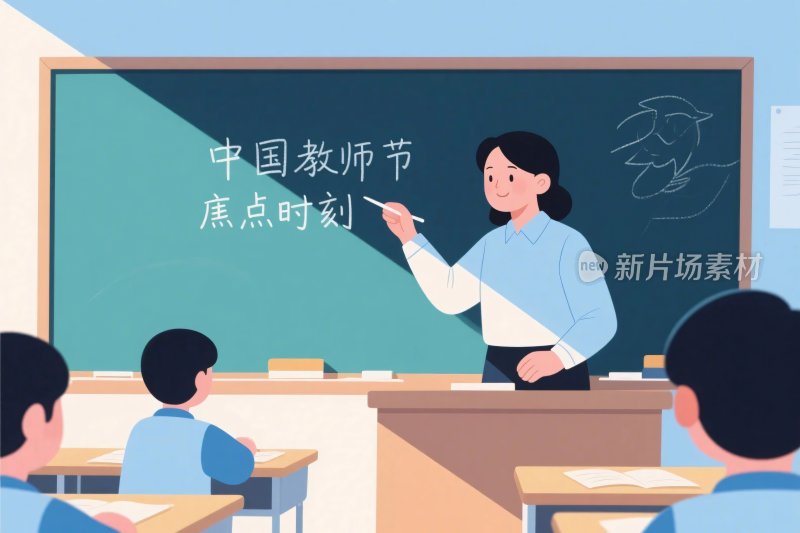 教师节课堂插画