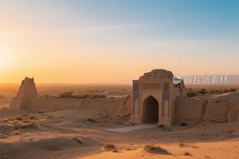 沙漠古遗址风景图