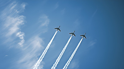 蓝天空飞机飞行表演战斗机大气国防军事军工