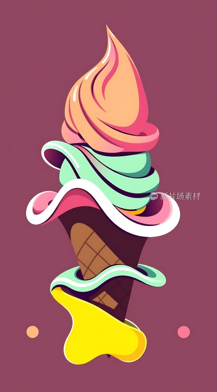 多彩冰淇淋甜筒
