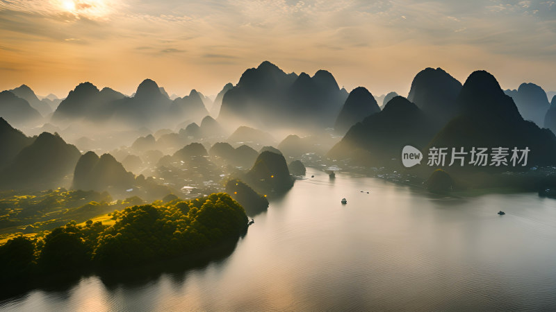 桂林山水照片山峰云海群山云雾缭绕自然风景