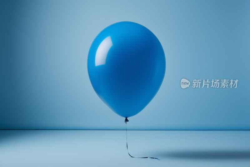 蓝色气球上面附一根绳子图片