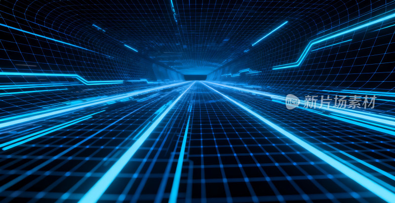 蓝色商务科技光轨光效背景