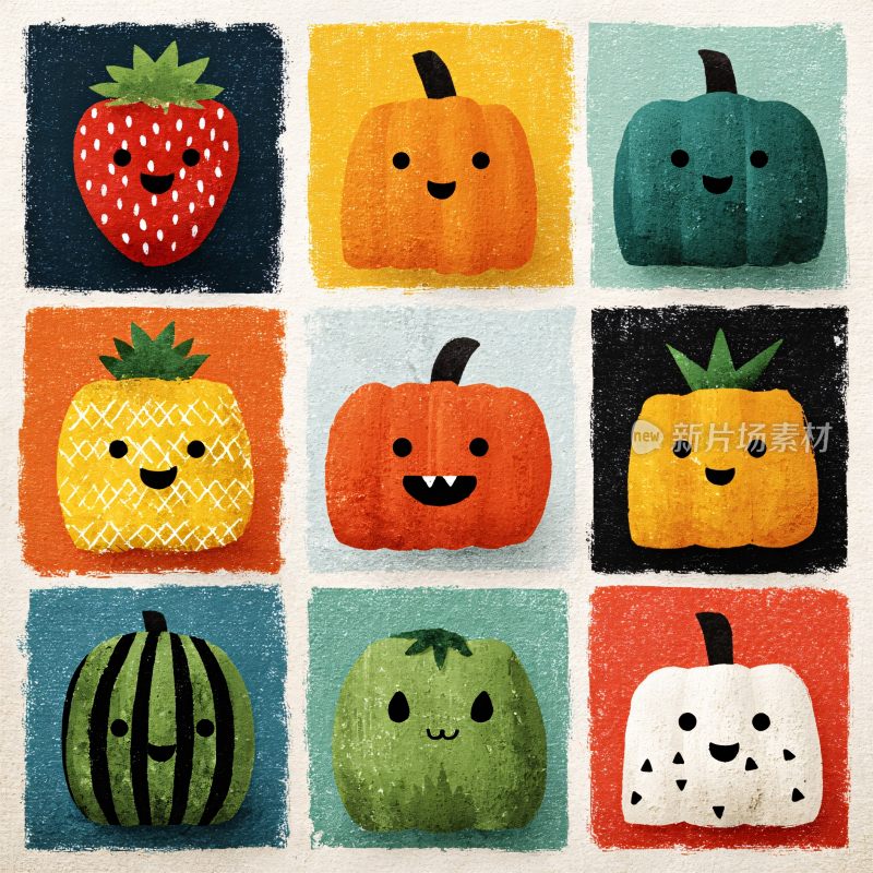 可爱卡通水果南瓜插画