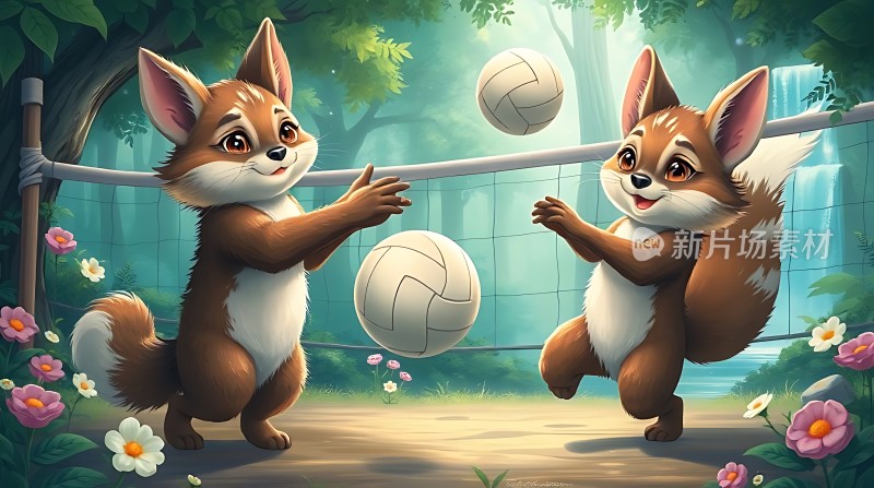 森林里的小狐狸打排球 <|user|>