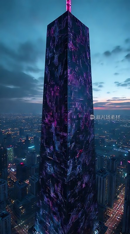 城市夜景中的璀璨摩天大楼