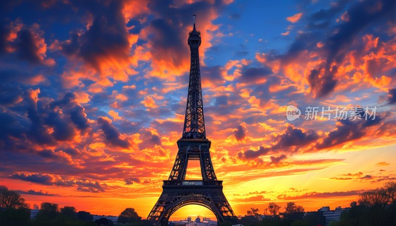 巴黎铁塔日落奇观
