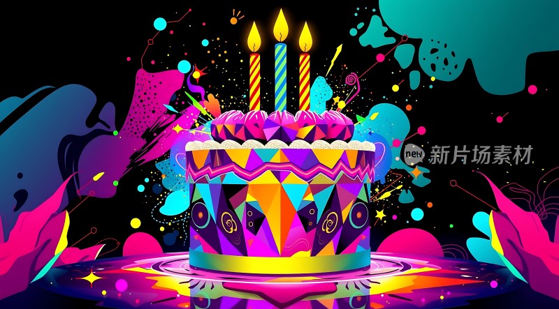 彩色生日蛋糕庆祝