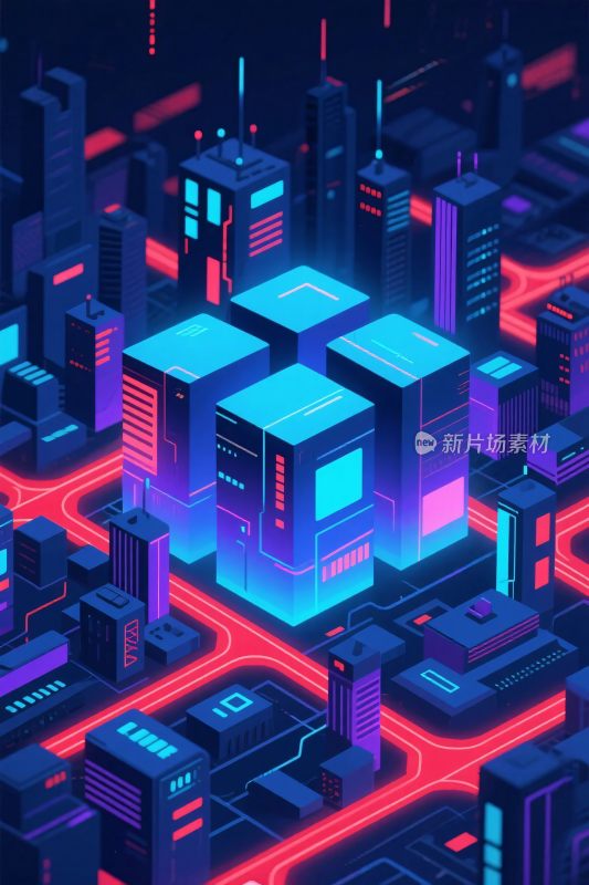 未来城市霓虹插画