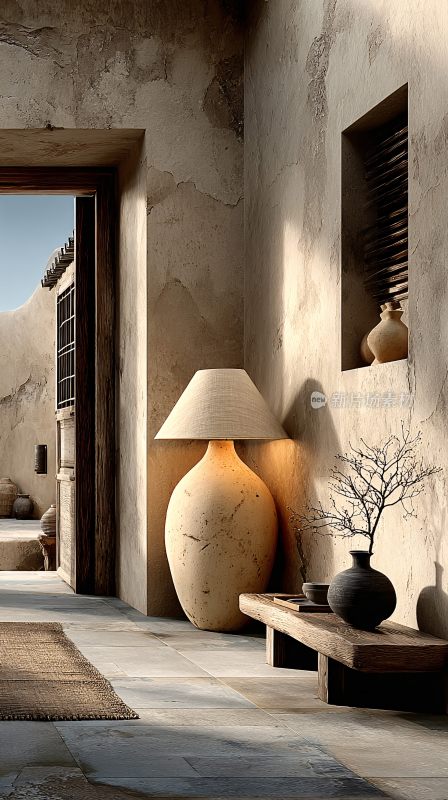 温馨质朴的室内角落场景