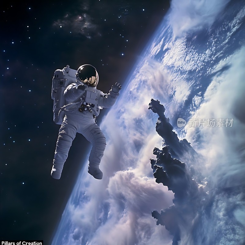 宇航员太空漫步地球背景
