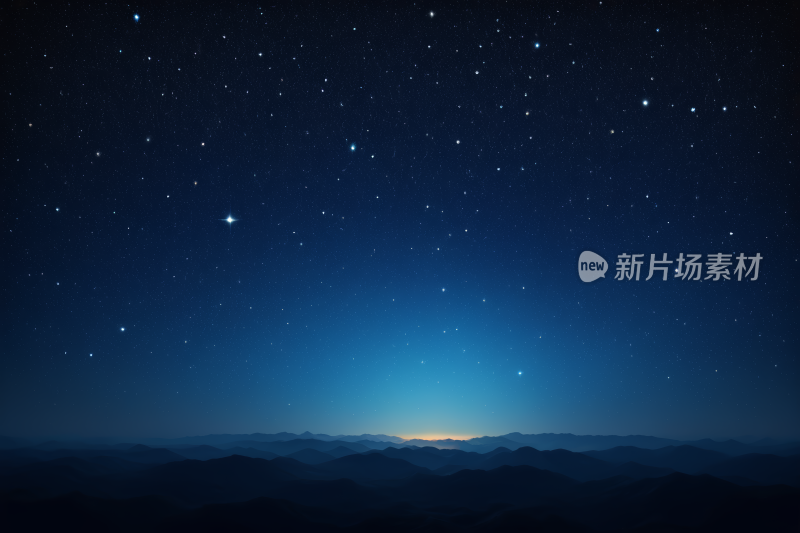 星空夜空有山脉和明亮的光芒高清背景图片