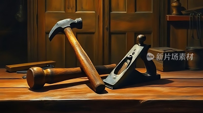 木工工具静物画