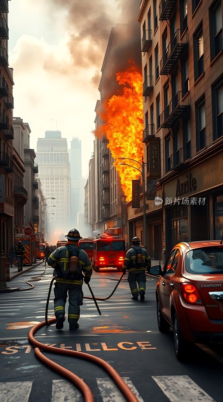 消防员英勇扑救城市大火
