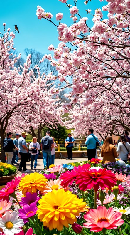 春日繁花似锦游人如织赏美景