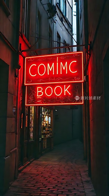 漫画书店的霓虹灯招牌