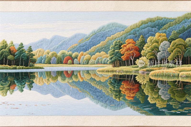 山水风景油画插画