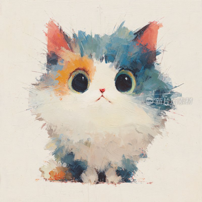 可爱的三色小猫插画