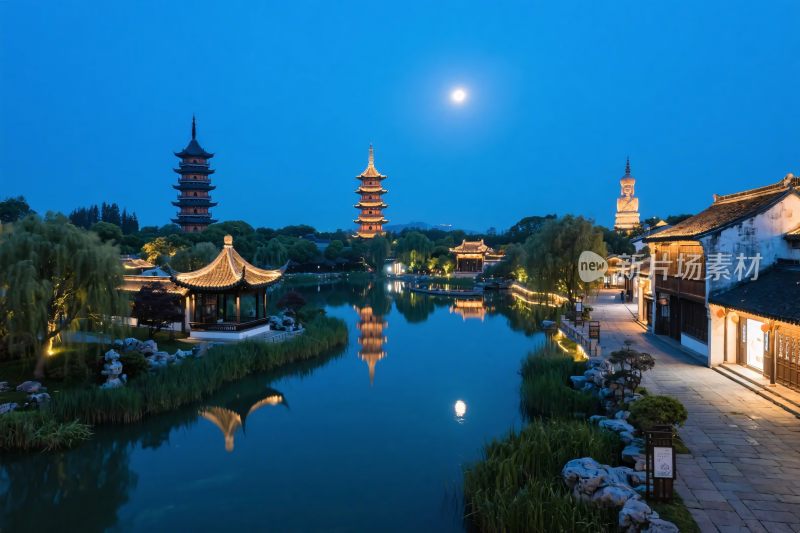 江南水乡夜景风光