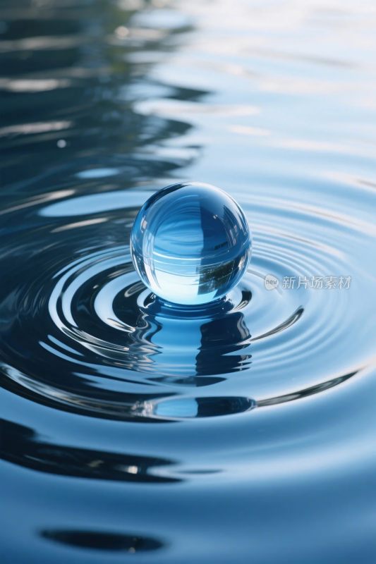 水面透明球体涟漪