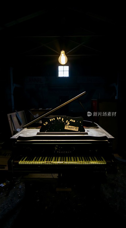 昏暗房间里的钢琴