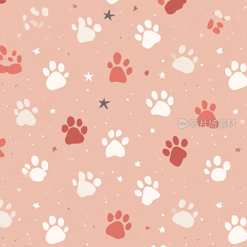 粉色背景的猫狗爪印图案