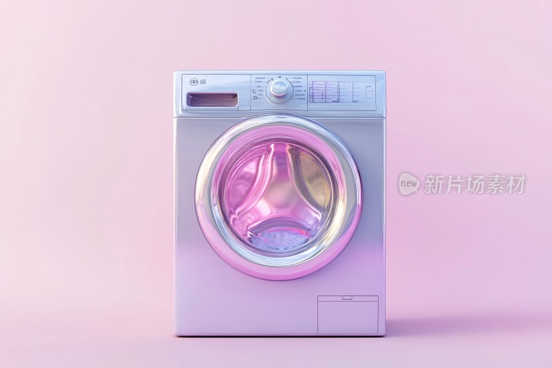 梦幻粉色调洗衣机插画