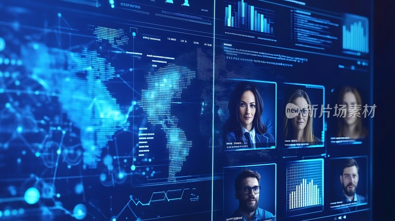 未来科技世界数据与人物交织
