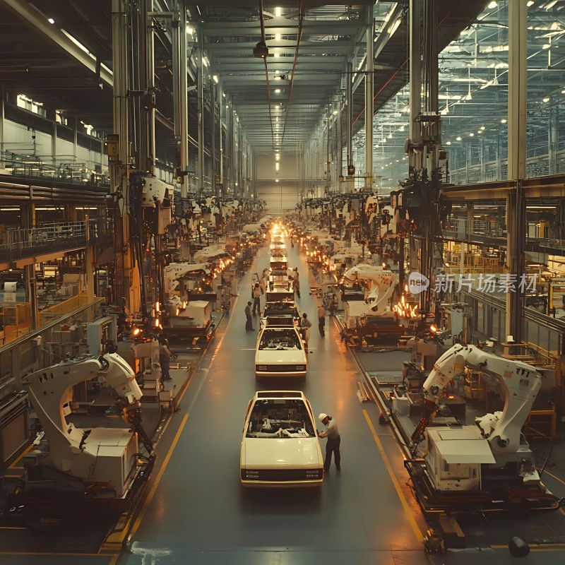 现代工厂生产线上的汽车装配线