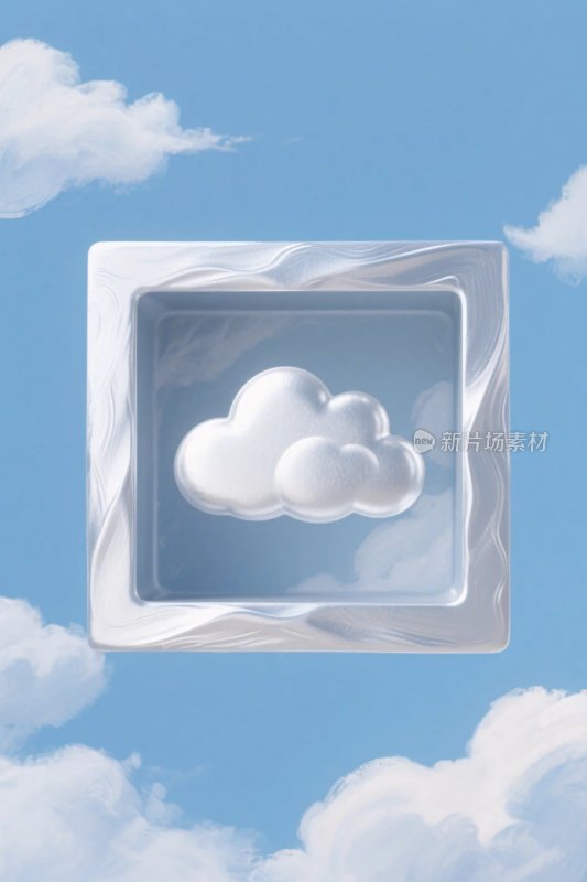 云朵方形框插画