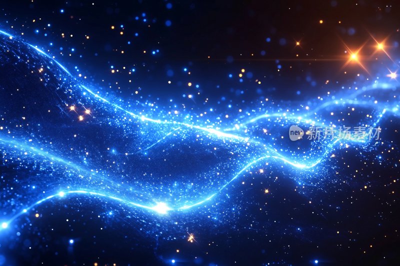 梦幻蓝色星空光带背景