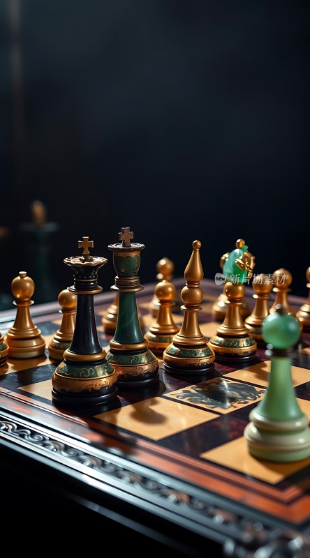 金碧辉煌的棋局黑白对弈显智慧