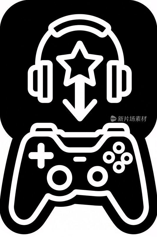 游戏手柄耳机插画图标