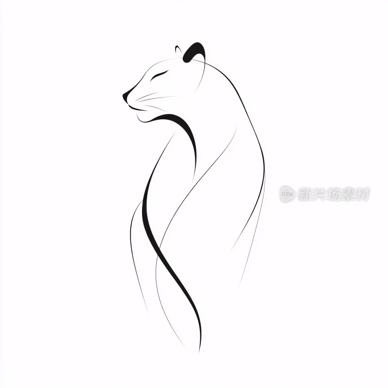 简约线条黑猫插画