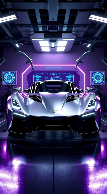 未来科技座驾紫色光芒下的速度与激情