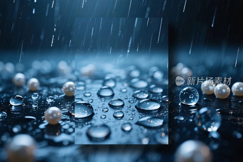 水珠雨滴珍珠雨景