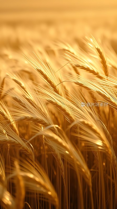 金色麦浪阳光下的丰收景象