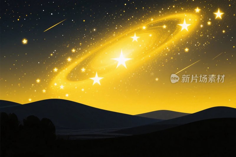 夜晚星空流星插画