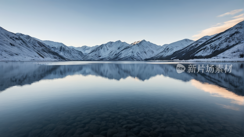 半天山倒映在湖水中风景图片