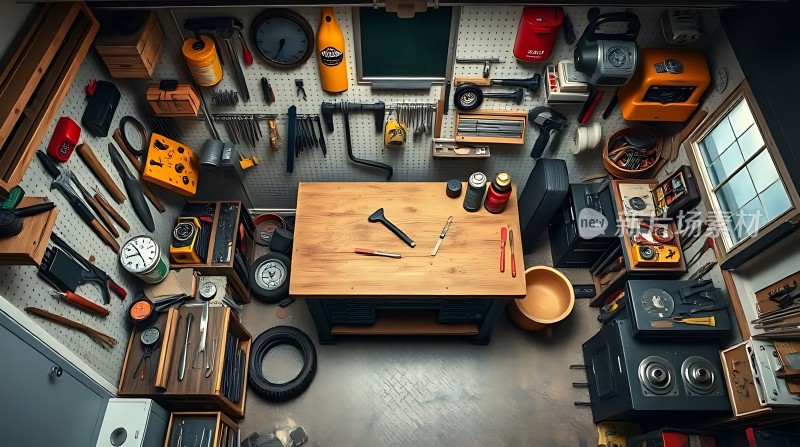 工具齐全的车间整洁有序的工作台