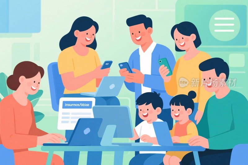 团队数字协作场景插画