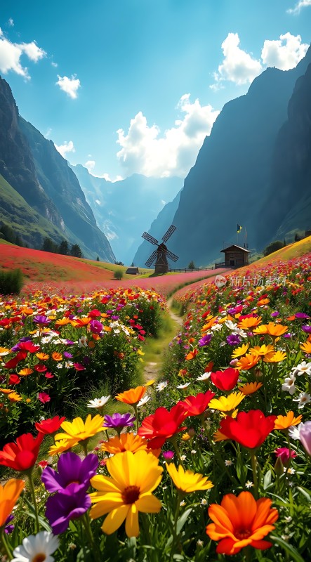 山谷花海风车小屋