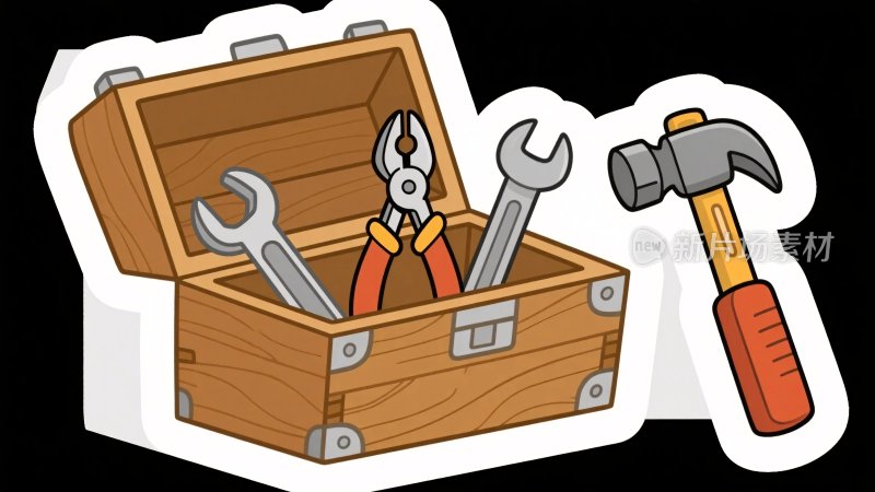 卡通工具箱工具插画