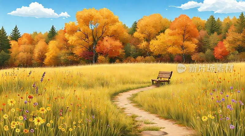 秋日暖阳下的宁静小径