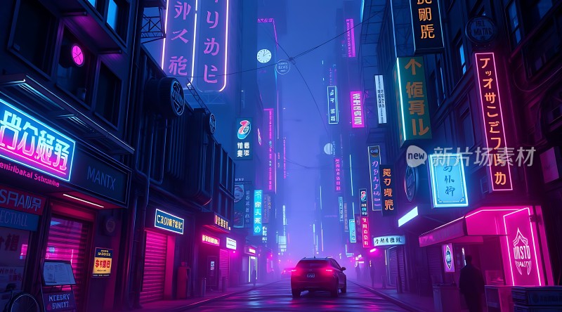 霓虹灯下的未来都市之夜