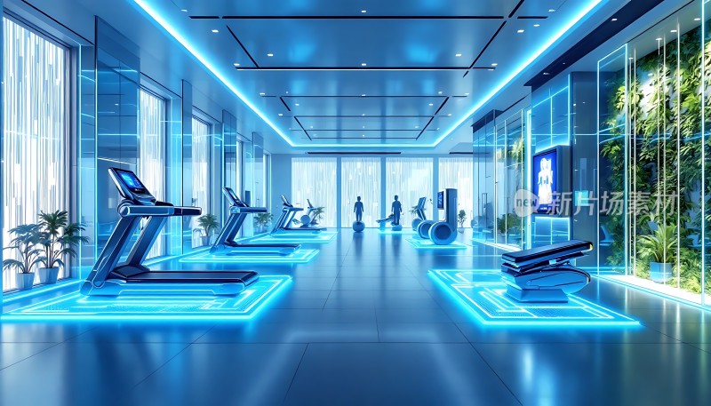 未来健身房科技感十足的运动空间