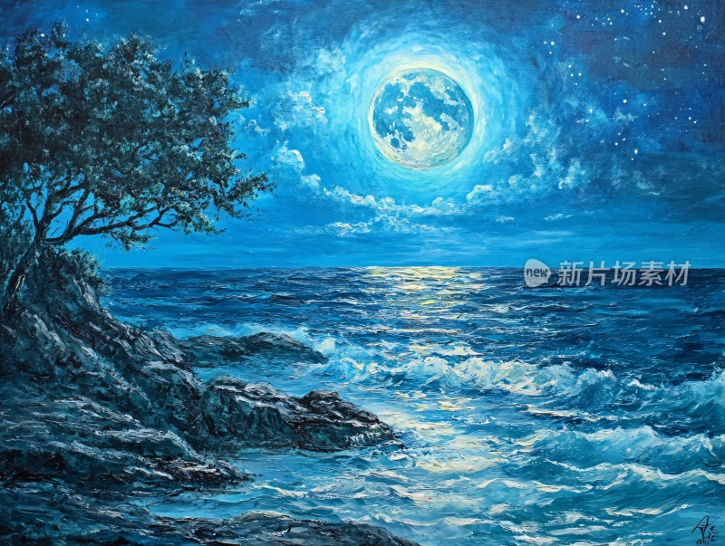 月夜油画