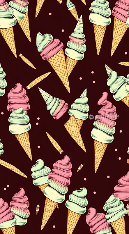 冰淇淋甜筒美味图案