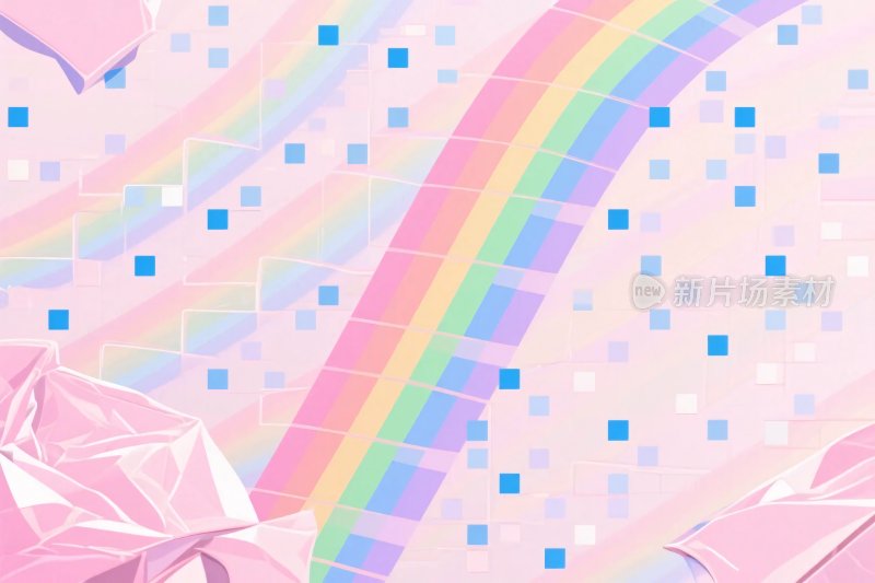 梦幻彩虹几何插画