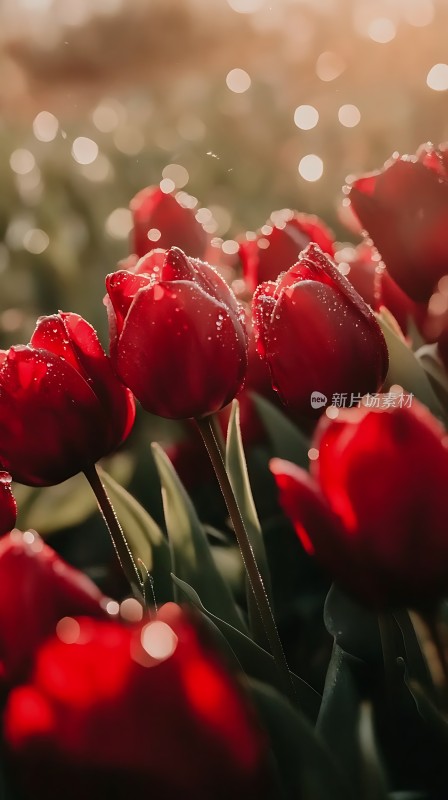 阳光下的红郁金香